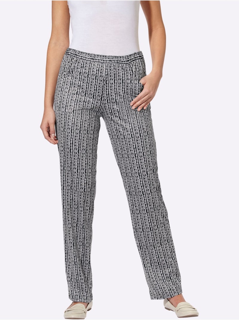 Pantalon en jersey avec ceinture élastique et poches latérales - Taille standard - Moda Vilona Noir Multicolore Noir - Kiabi