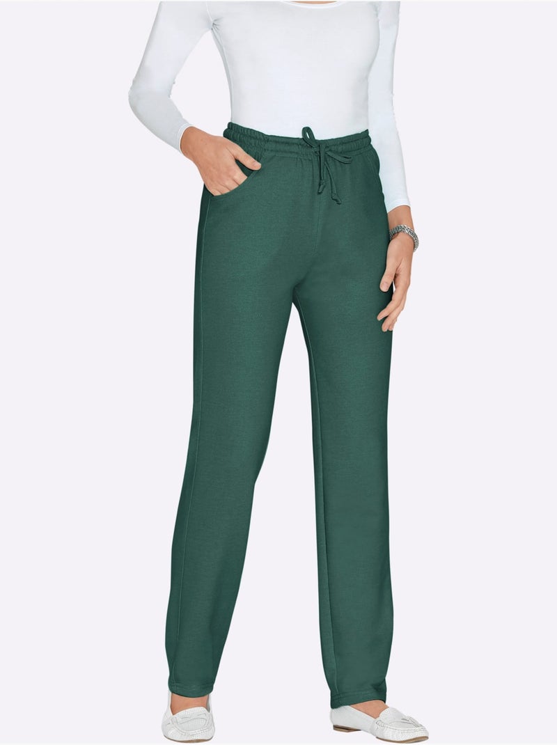Pantalon en jersey avec ceinture élastique et poches pratiques - Taille courte - Moda Vilona Beige/Vert - Kiabi