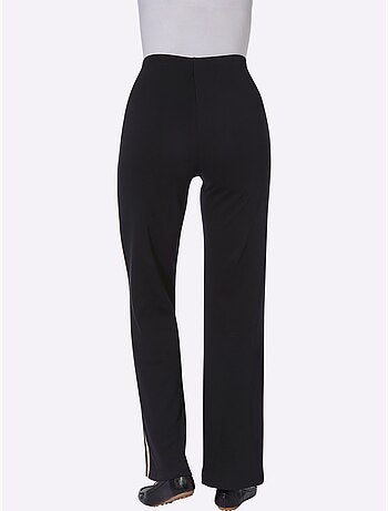 Pantalon en jersey avec jambes amples et rayure latérale - taille courte - moda vilona