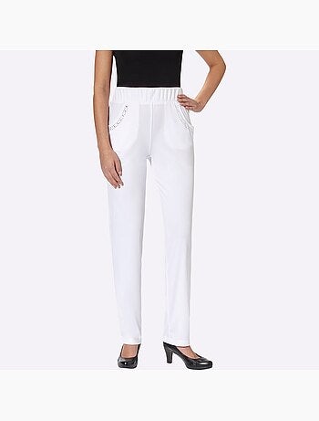 Pantalon en jersey avec poches décorées et ceinture élastique - taille courte - moda vilona