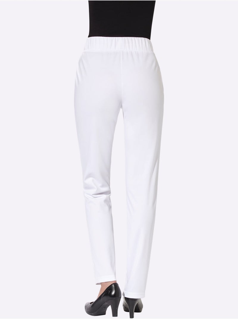 Pantalon en jersey avec poches et ceinture élastique - Taille standard - Moda Vilona Blanc - Kiabi