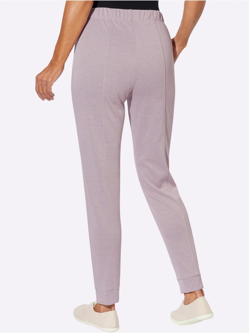 Pantalon En Jersey Bel Aspect Chiné - Taille Standard - Moda Vilona Blanc Mauve - Kiabi