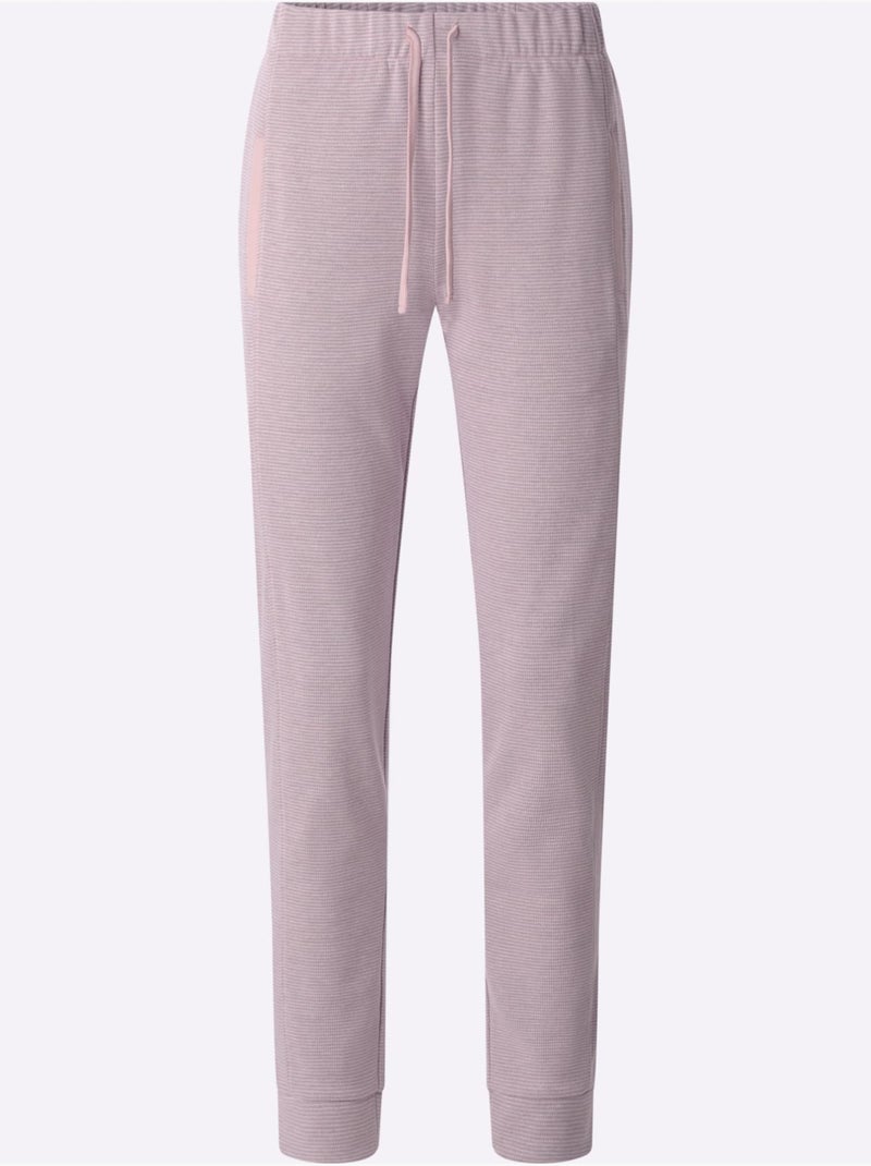 Pantalon En Jersey Bel Aspect Chiné - Taille Standard - Moda Vilona Blanc Mauve - Kiabi