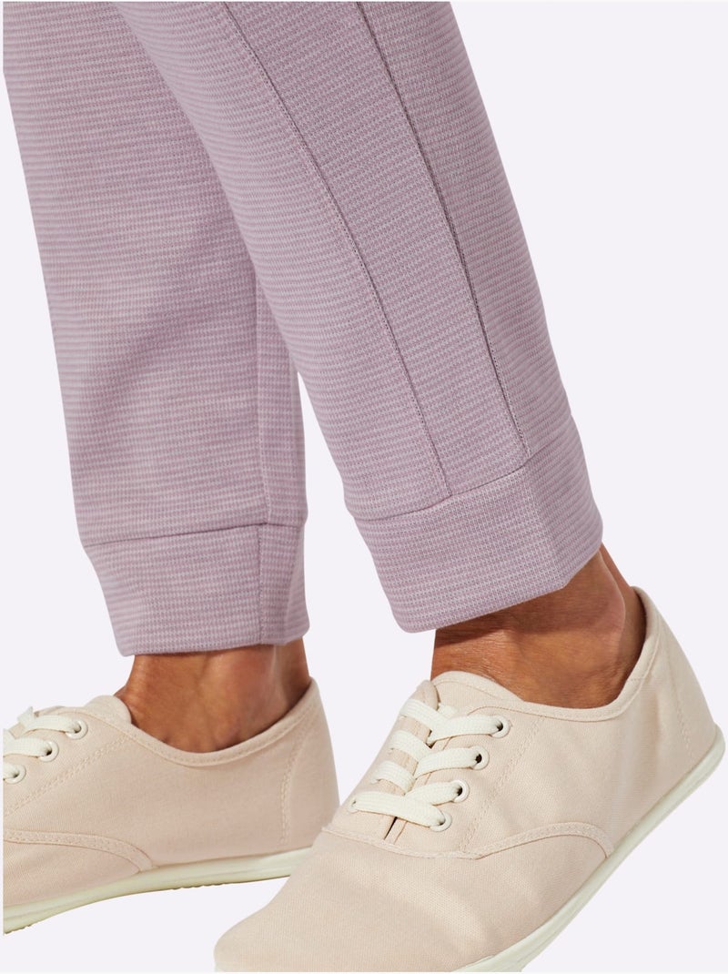 Pantalon En Jersey Bel Aspect Chiné - Taille Standard - Moda Vilona Blanc Mauve - Kiabi
