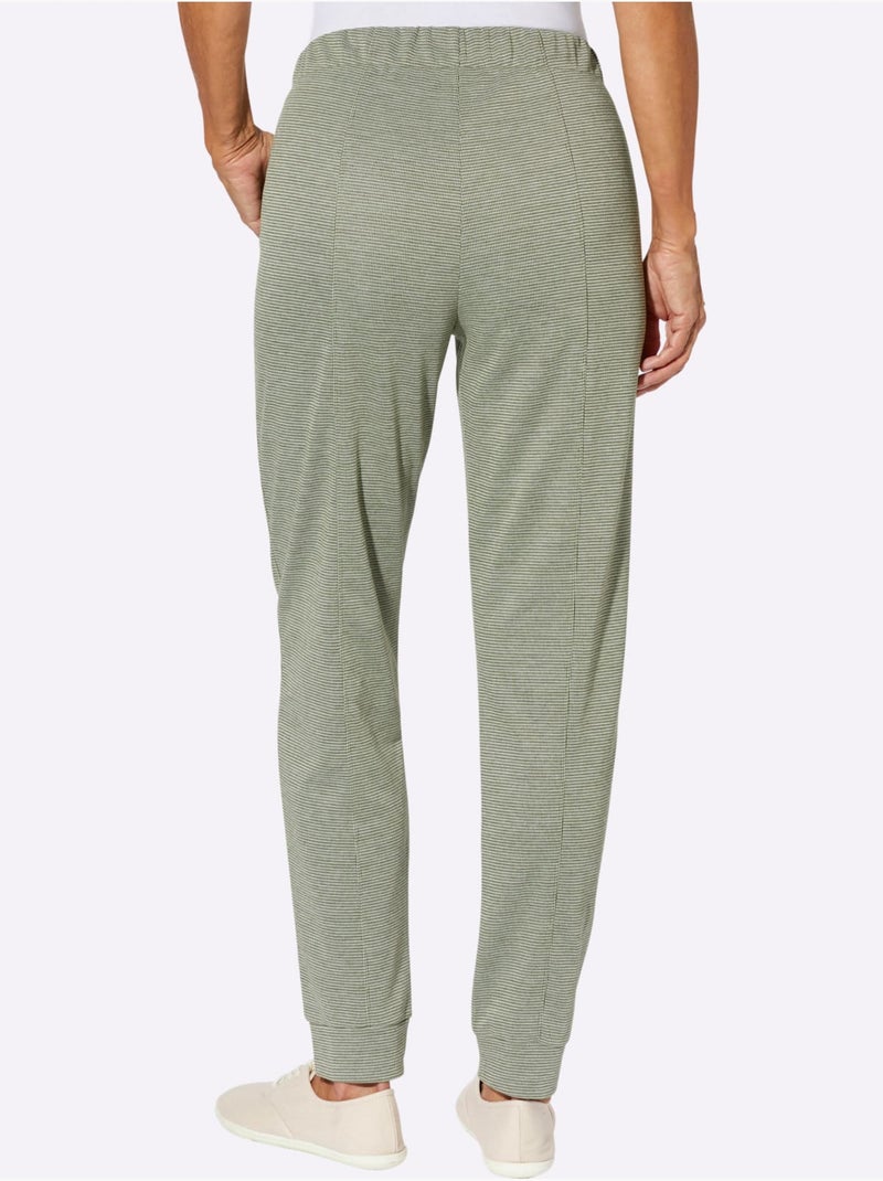 Pantalon En Jersey Bel Aspect Chiné - Taille Standard - Moda Vilona Écru/Vert - Kiabi