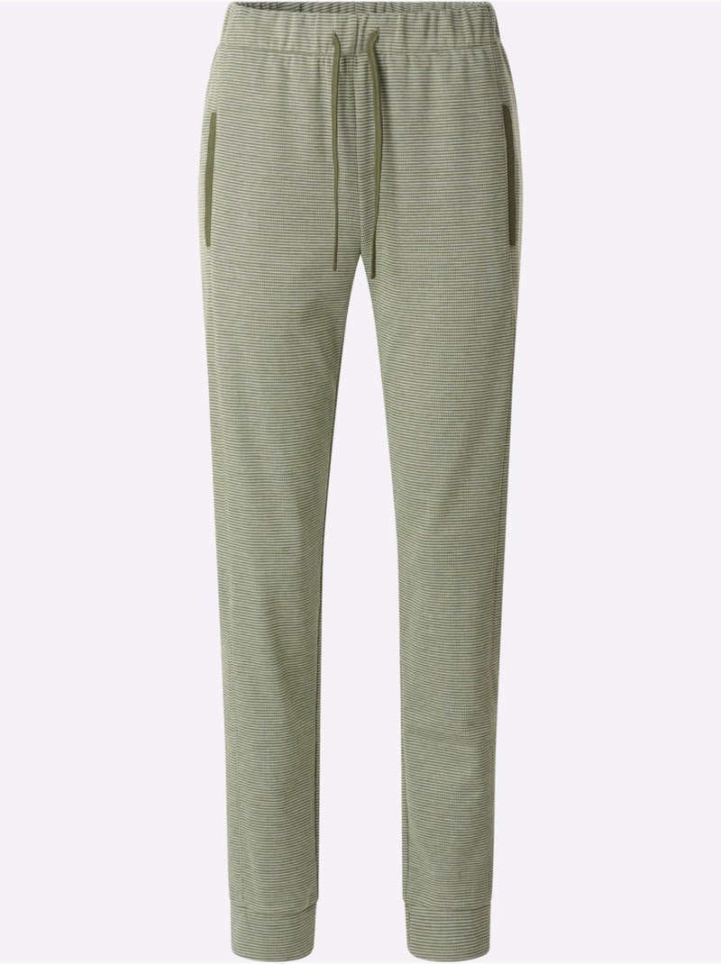 Pantalon En Jersey Bel Aspect Chiné - Taille Standard - Moda Vilona Écru/Vert - Kiabi