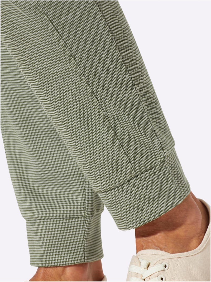 Pantalon En Jersey Bel Aspect Chiné - Taille Standard - Moda Vilona Écru/Vert - Kiabi