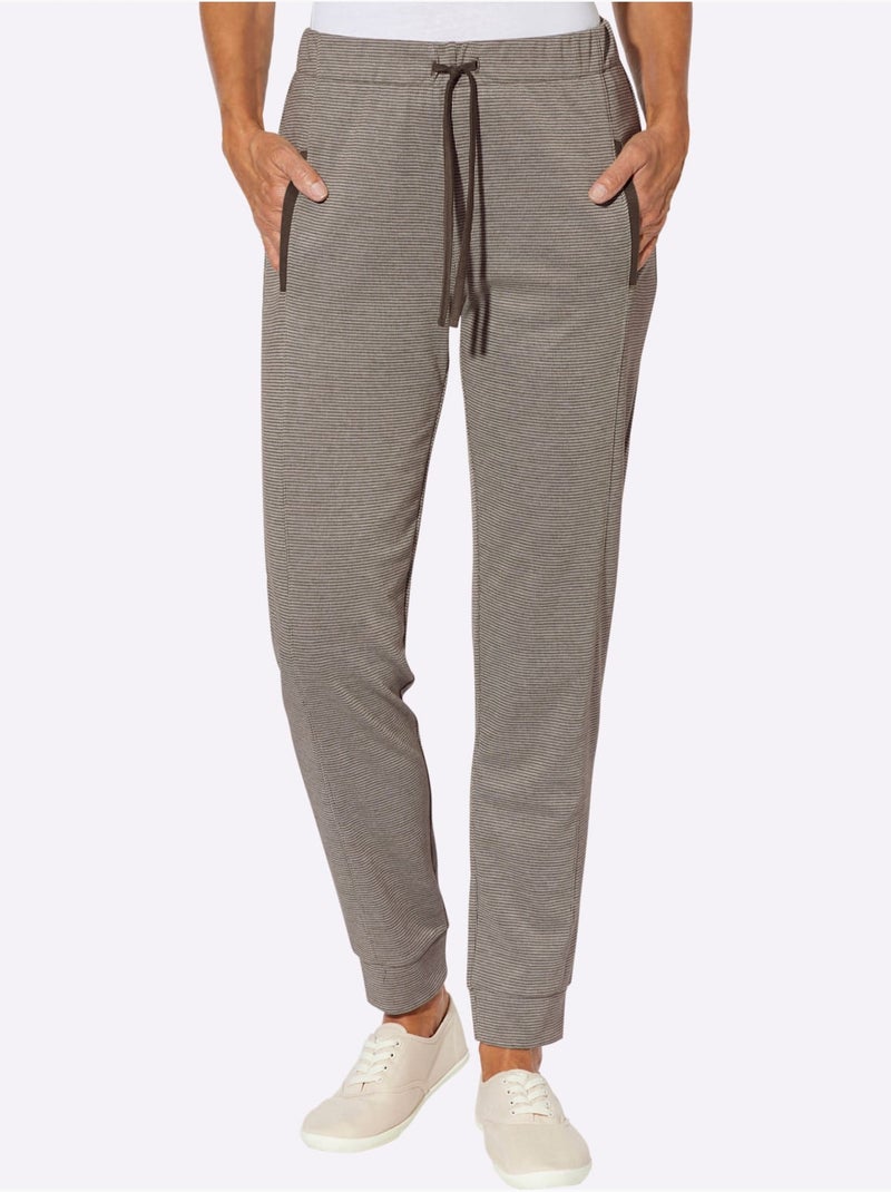 Pantalon En Jersey Bel Aspect Chiné - Taille Standard - Moda Vilona Marron/Choco - Kiabi