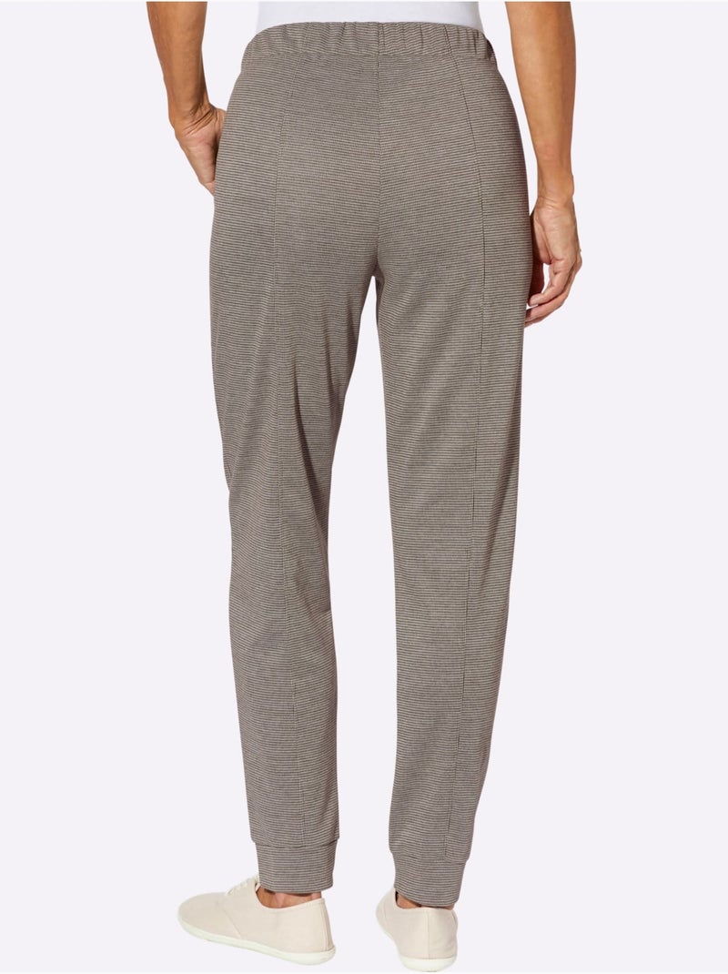 Pantalon En Jersey Bel Aspect Chiné - Taille Standard - Moda Vilona Marron/Choco - Kiabi