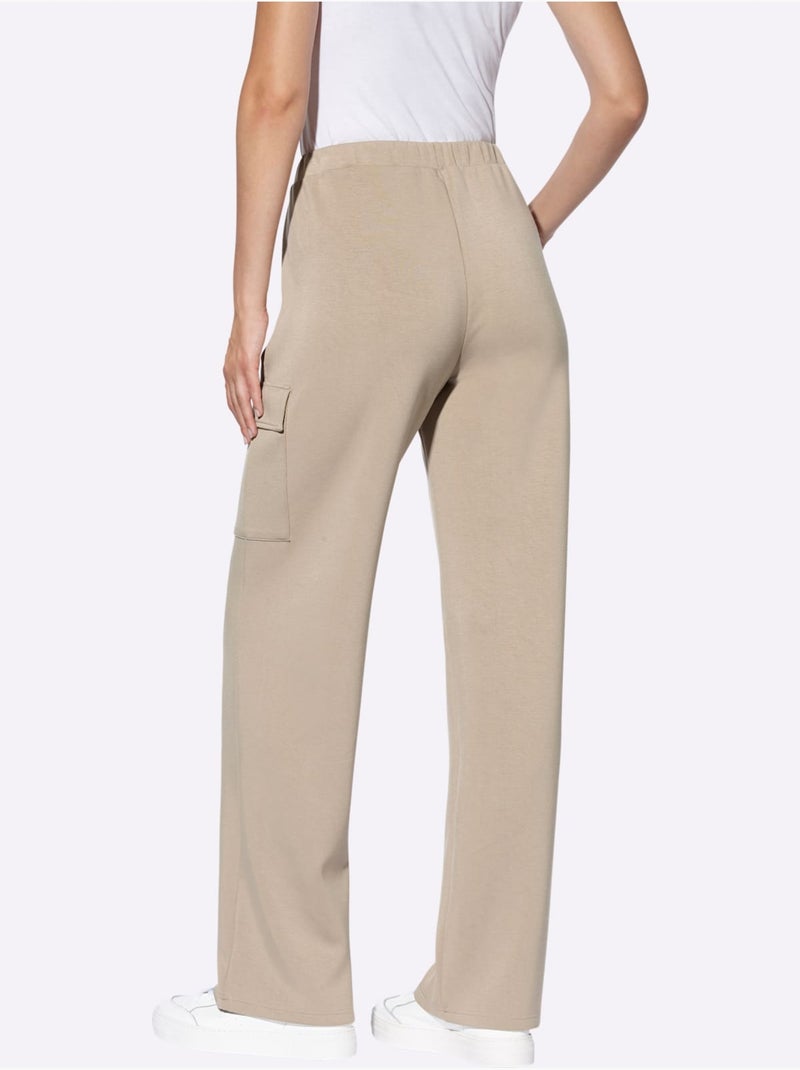 Pantalon En Jersey Ceinture élastique Confortable - Taille Standard - helline Beige - Kiabi