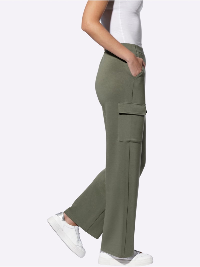 Pantalon En Jersey Ceinture élastique Confortable - Taille Standard - helline Kaki - Kiabi