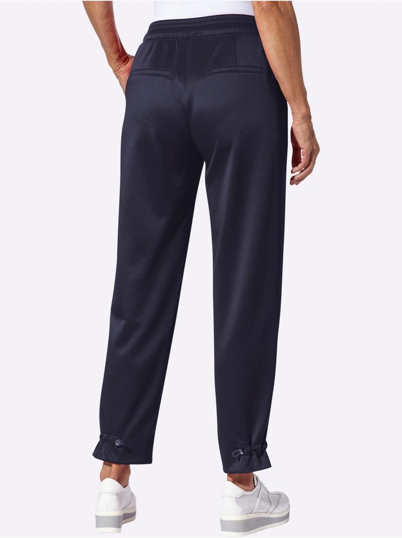 Pantalon En Jersey Ceinture élastique, Coulisse Et Lien à Nouer - Taille Standard - Moda Vilona Bleu marine - Kiabi