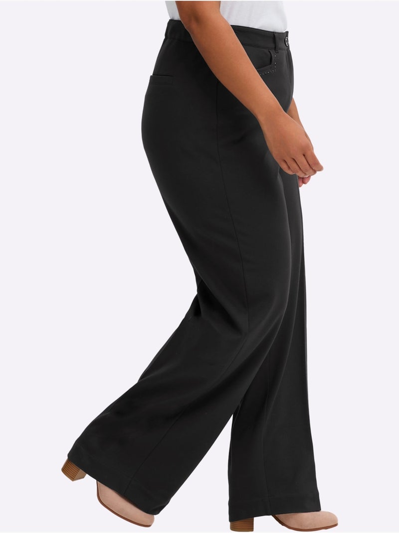 Pantalon en jersey coupe confortable et large - taille standard - sheego Noir - Kiabi