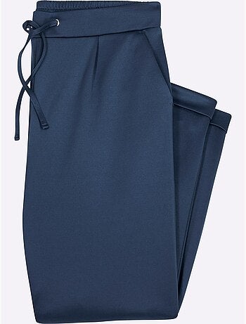 Pantalon décontracté en jersey avec ceinture élastique et pinces - Taille standard - Moda Vilona
