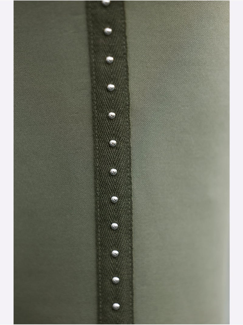 Pantalon en jersey deux poches rondes devant - taille courte - moda vilona Kaki - Kiabi