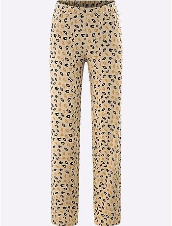 Pantalon en jersey droit à imprimé léopard avec poches - taille standard - moda vilona