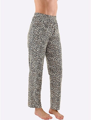 Pantalon en jersey fin avec imprimé animal et ceinture douce - taille courte - witt