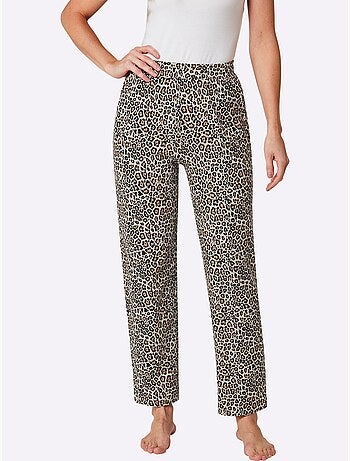 Pantalon en jersey fin avec imprimé animal et ceinture douce - taille courte - witt