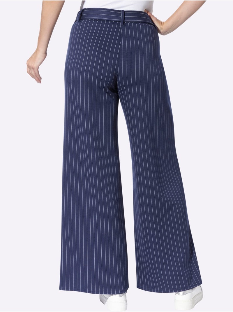 Pantalon en jersey fines rayures classiques - taille standard - helline Gris Bleu marine Gris - Kiabi