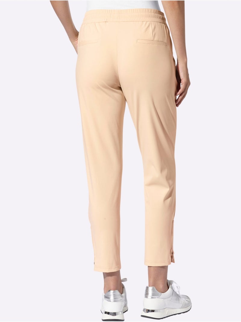 Pantalon En Jersey Glissières à L'ourlet - Taille Standard - helline Sable - Kiabi