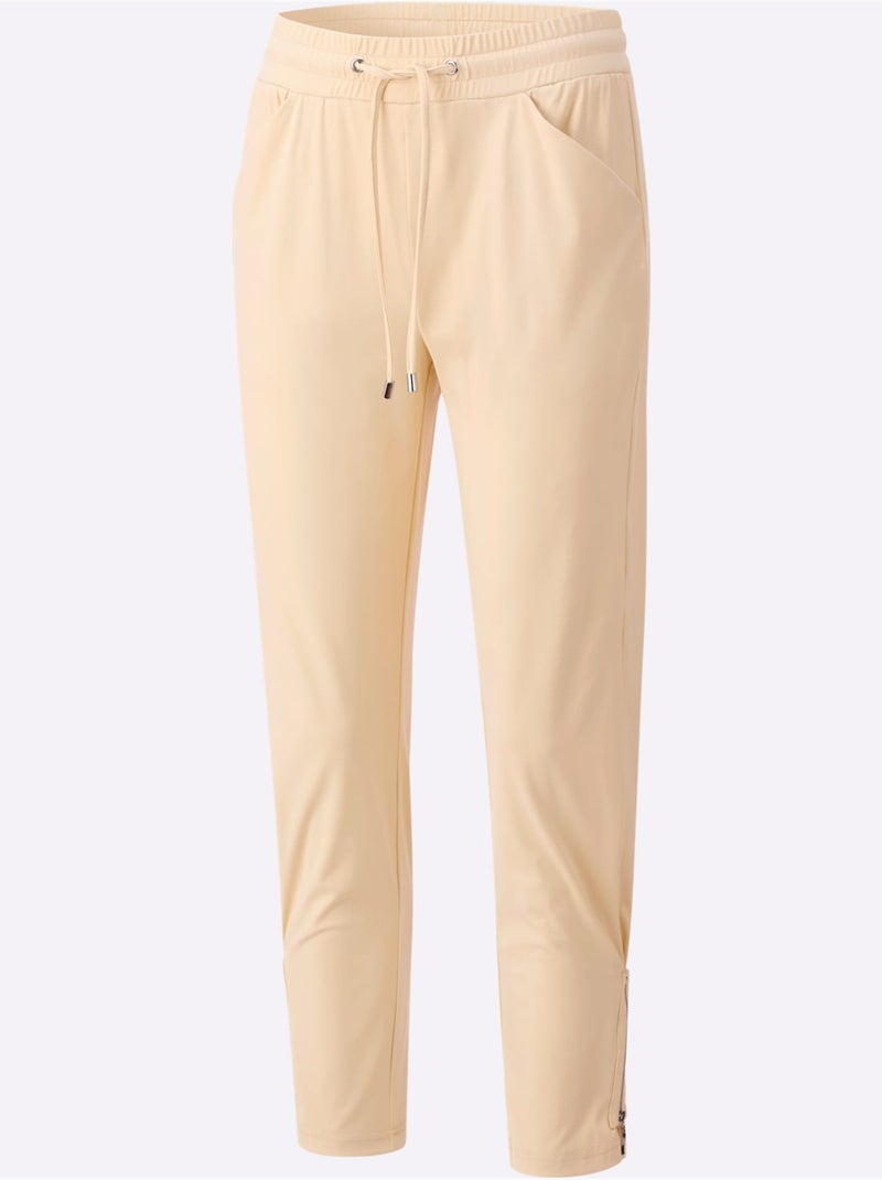 Pantalon En Jersey Glissières à L'ourlet - Taille Standard - helline Sable - Kiabi