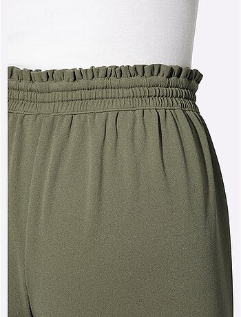 Pantalon En Jersey Jolie Bordure à Volants Sur Les Poches - Taille Courte - Moda Vilona