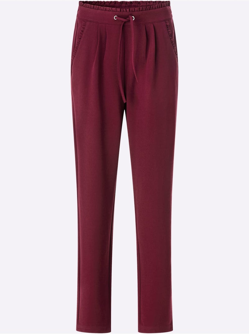 Pantalon En Jersey Jolie Bordure à Volants Sur Les Poches - Taille Standard - Moda Vilona Bordeaux - Kiabi