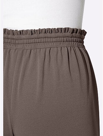 Pantalon En Jersey Jolie Bordure à Volants Sur Les Poches - Taille Courte - Moda Vilona
