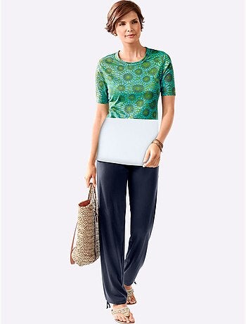 Pantalon En Jersey Laçage Au Bas Des Jambes - Taille Courte - Moda Vilona