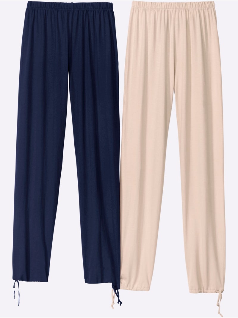 Pantalon En Jersey Laçage Au Bas Des Jambes - Taille Standard - Moda Vilona Sable - Kiabi