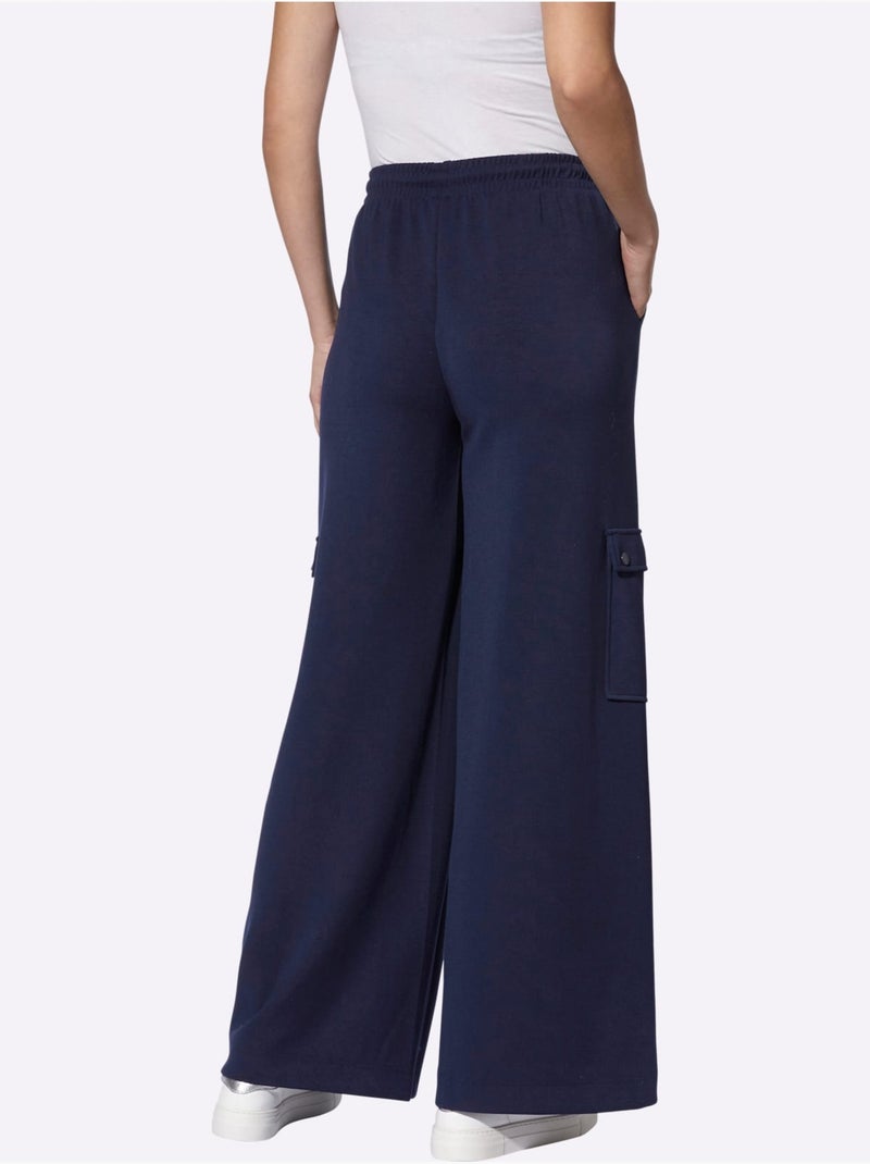 Pantalon En Jersey Poches Cargo Plaquées - Taille Standard - Helline Bleu marine - Kiabi