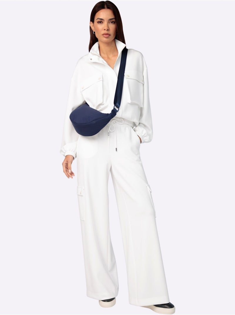 Pantalon En Jersey Poches Cargo Plaquées - Taille Standard - Helline Ecru - Kiabi