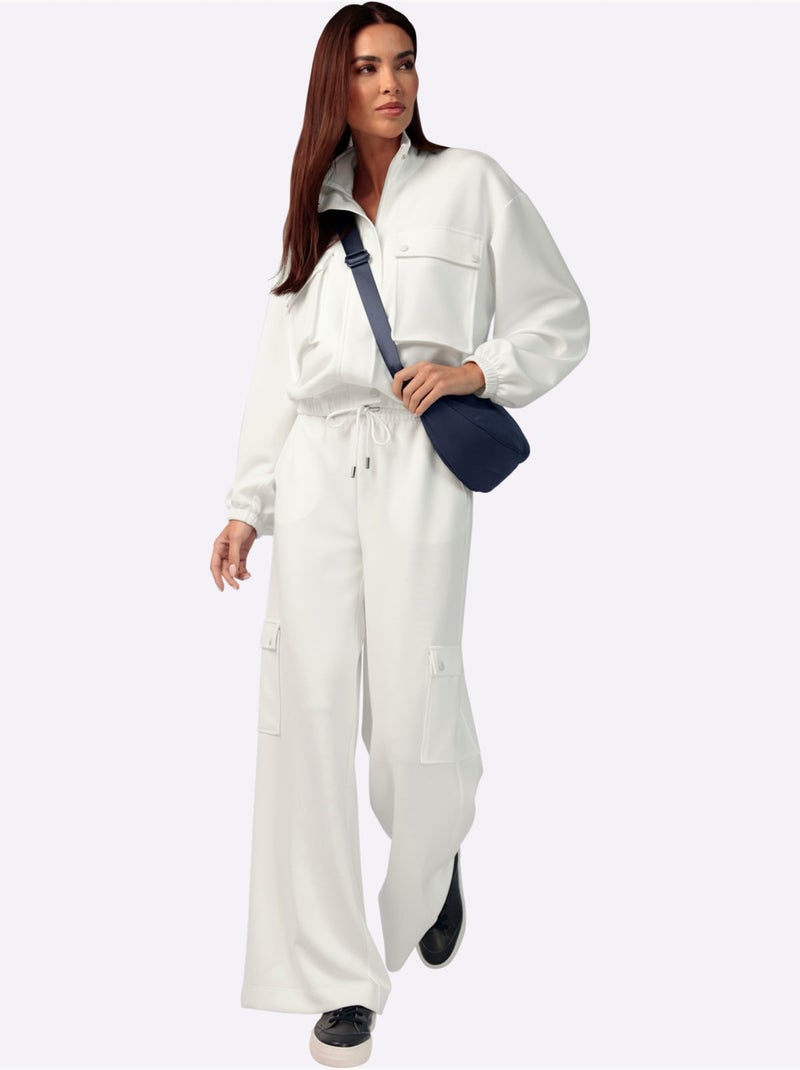 Pantalon En Jersey Poches Cargo Plaquées - Taille Standard - Helline Ecru - Kiabi