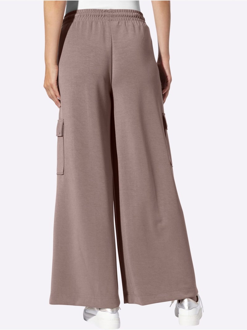 Pantalon En Jersey Poches Cargo Plaquées - Taille Standard - Helline Gris taupe - Kiabi