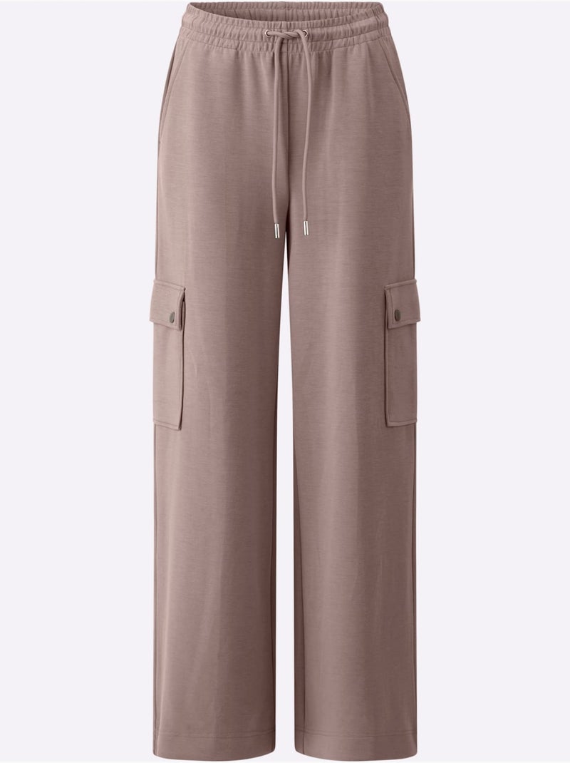 Pantalon En Jersey Poches Cargo Plaquées - Taille Standard - Helline Gris taupe - Kiabi