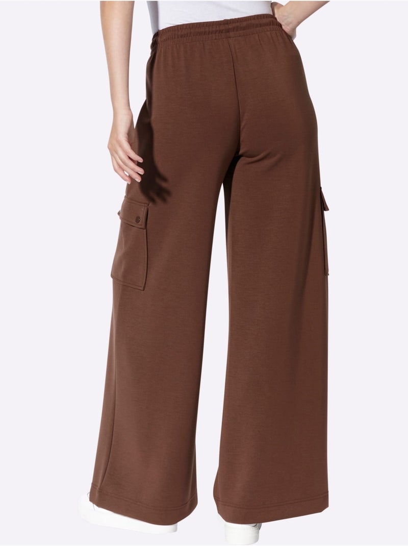 Pantalon En Jersey Poches Cargo Plaquées - Taille Standard - Helline Marron/Choco - Kiabi