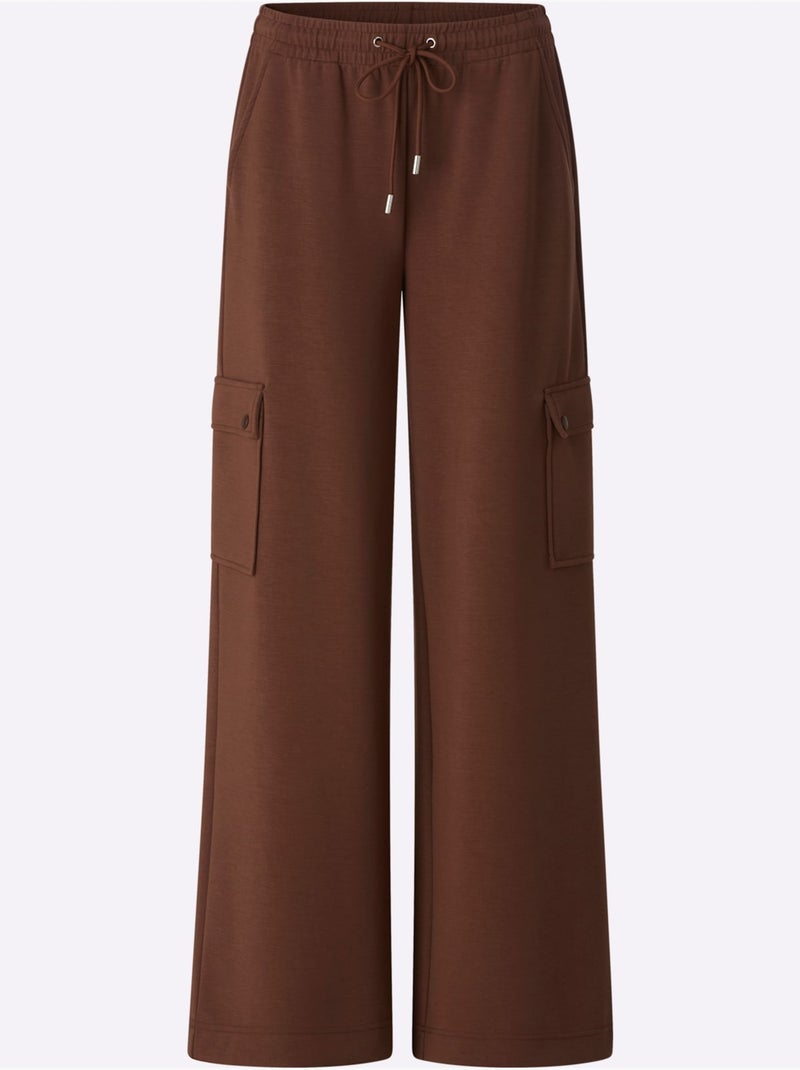 Pantalon En Jersey Poches Cargo Plaquées - Taille Standard - Helline Marron/Choco - Kiabi