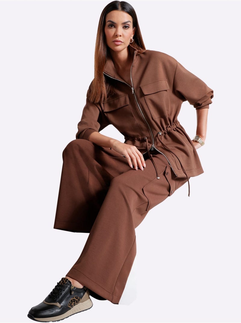 Pantalon En Jersey Poches Cargo Plaquées - Taille Standard - Helline Marron/Choco - Kiabi