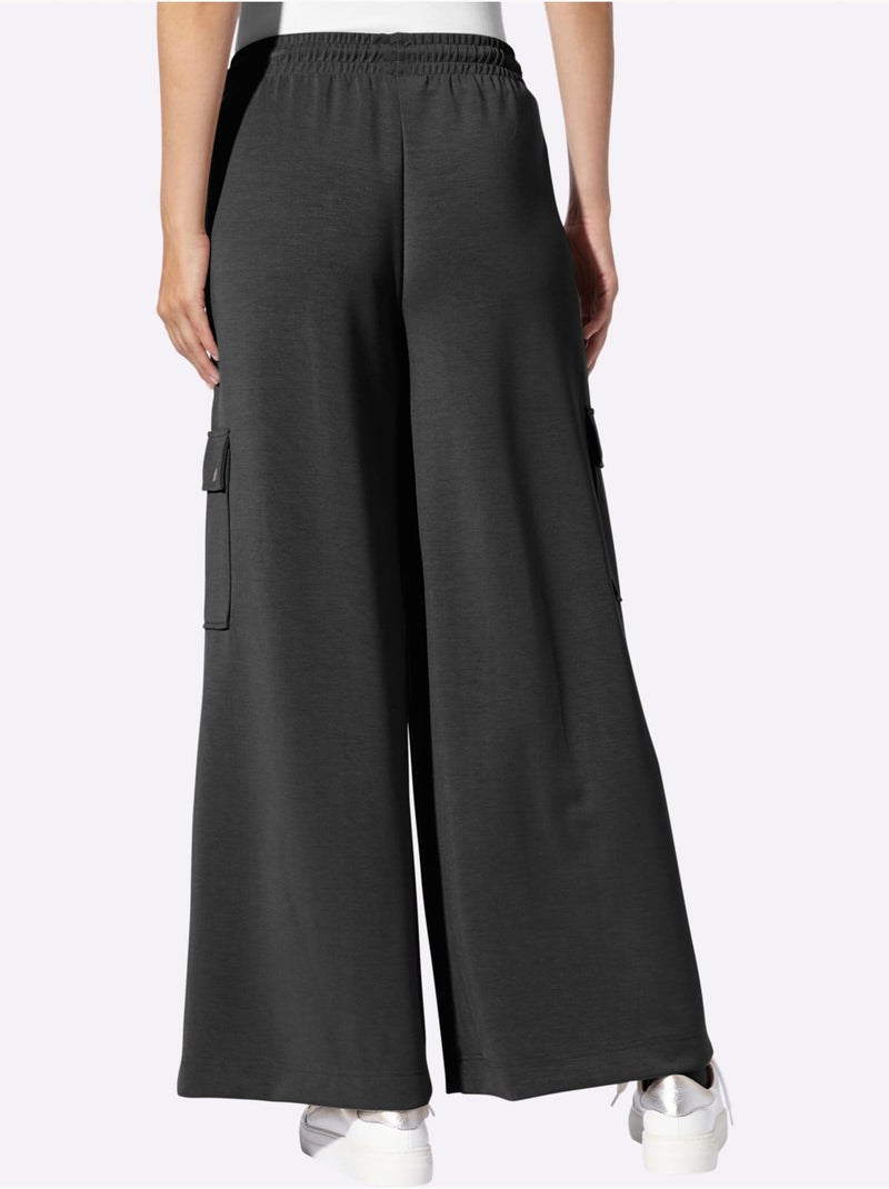 Pantalon En Jersey Poches Cargo Plaquées - Taille Standard - Helline Noir - Kiabi