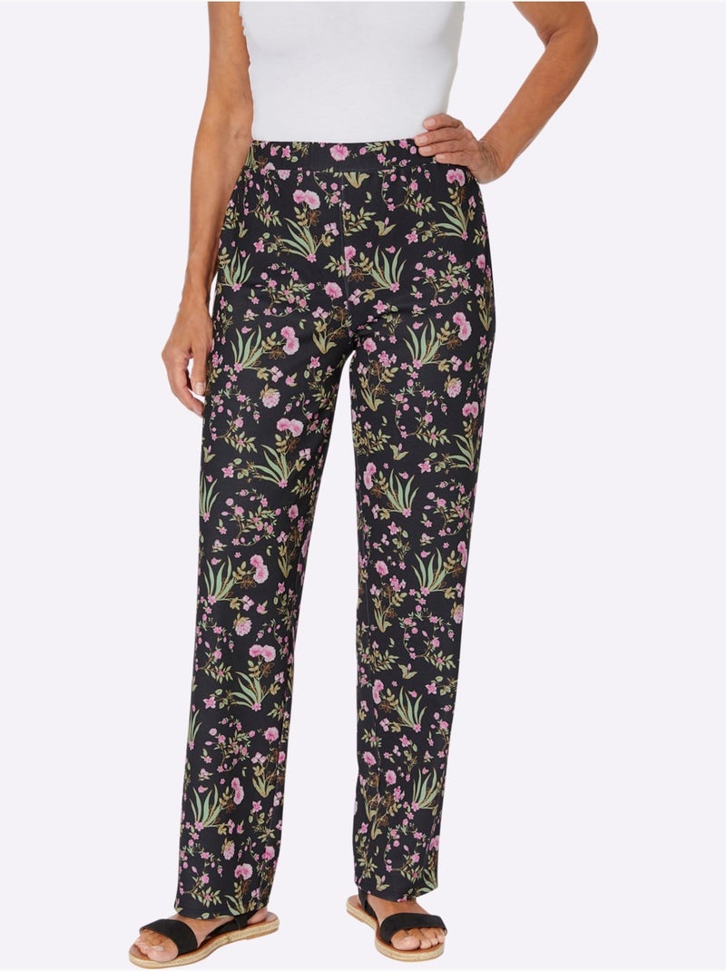 Pantalon En Jersey Qualité Interlock Indéformable - Taille Courte - Witt Noir Rose - Kiabi