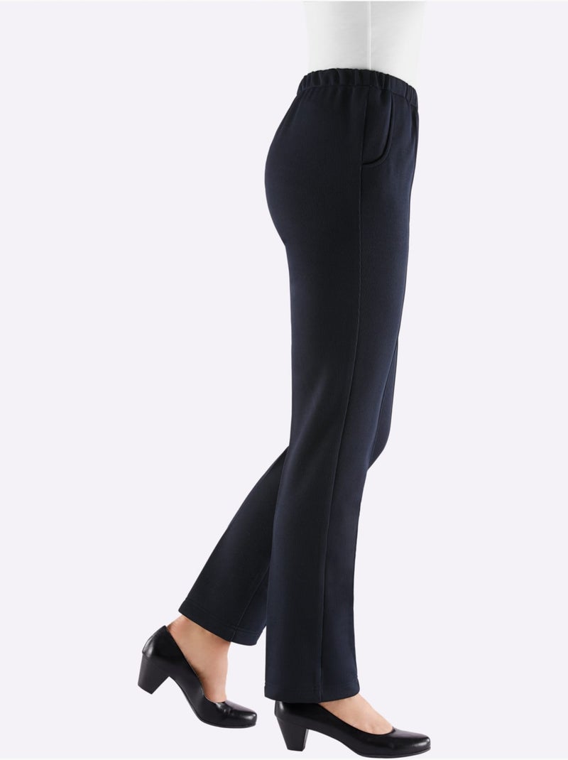 Pantalon en jersey qualité jersey côtelée facile à entretenir - taille courte - witt Bleu marine - Kiabi