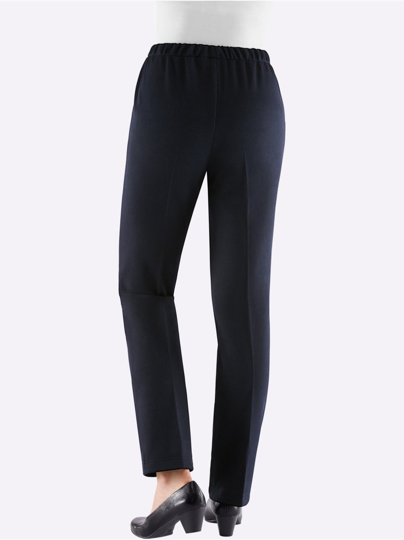 Pantalon en jersey qualité jersey côtelée facile à entretenir - taille courte - witt Bleu marine - Kiabi