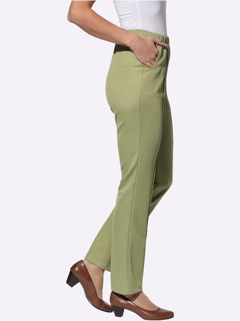 Pantalon en jersey qualité jersey côtelée facile à entretenir - taille courte - witt Bleu Vert Gris - Kiabi