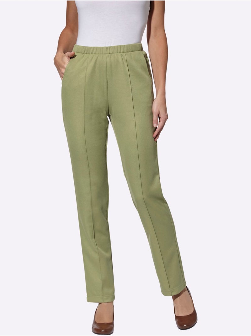 Pantalon en jersey qualité jersey côtelée facile à entretenir - taille courte - witt Bleu Vert Gris - Kiabi