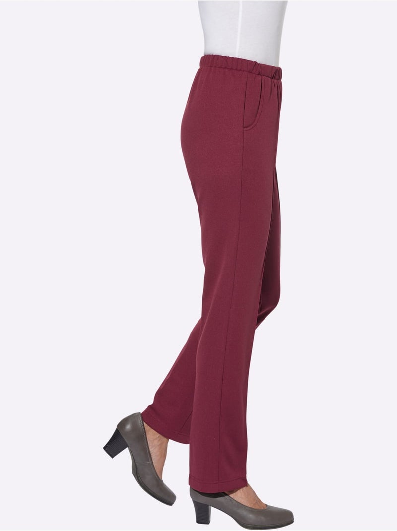 Pantalon en jersey qualité jersey côtelée facile à entretenir - taille courte - witt Bordeaux - Kiabi