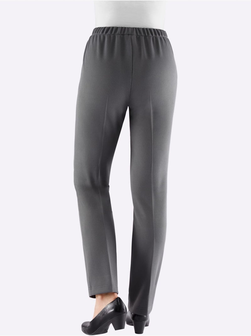 Pantalon En Jersey Qualité Jersey Côtelée Facile à Entretenir - Taille Courte - Witt Gris - Kiabi