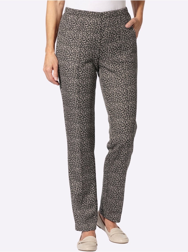Pantalon En Jersey Qualité Jersey Côtelée Facile à Entretenir - Taille Courte - Witt Gris/Multicolore - Kiabi