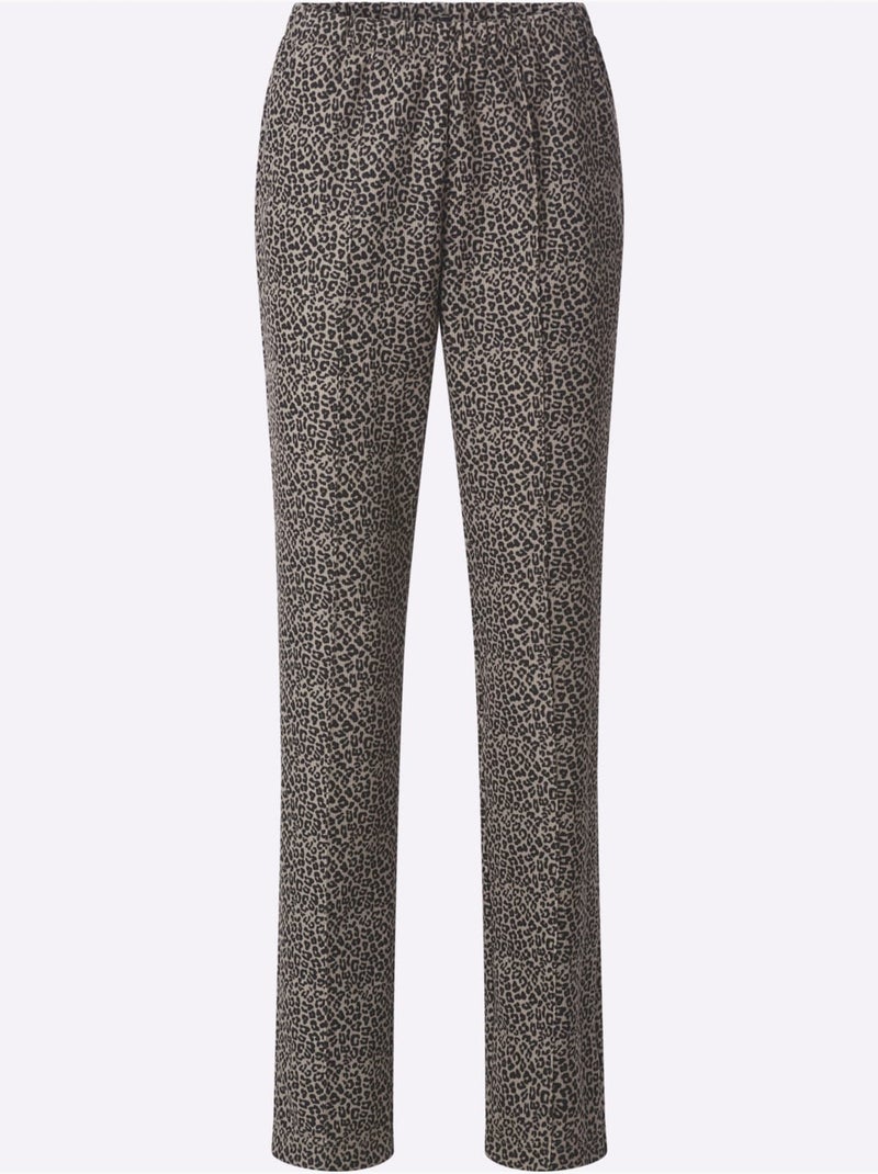 Pantalon En Jersey Qualité Jersey Côtelée Facile à Entretenir - Taille Courte - Witt Gris/Multicolore - Kiabi