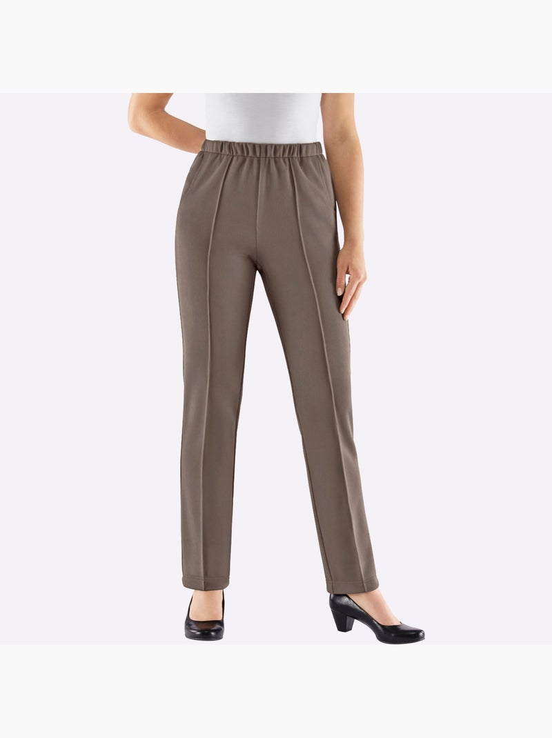 Pantalon en jersey qualité jersey côtelée facile à entretenir - taille standard - witt Gris taupe - Kiabi