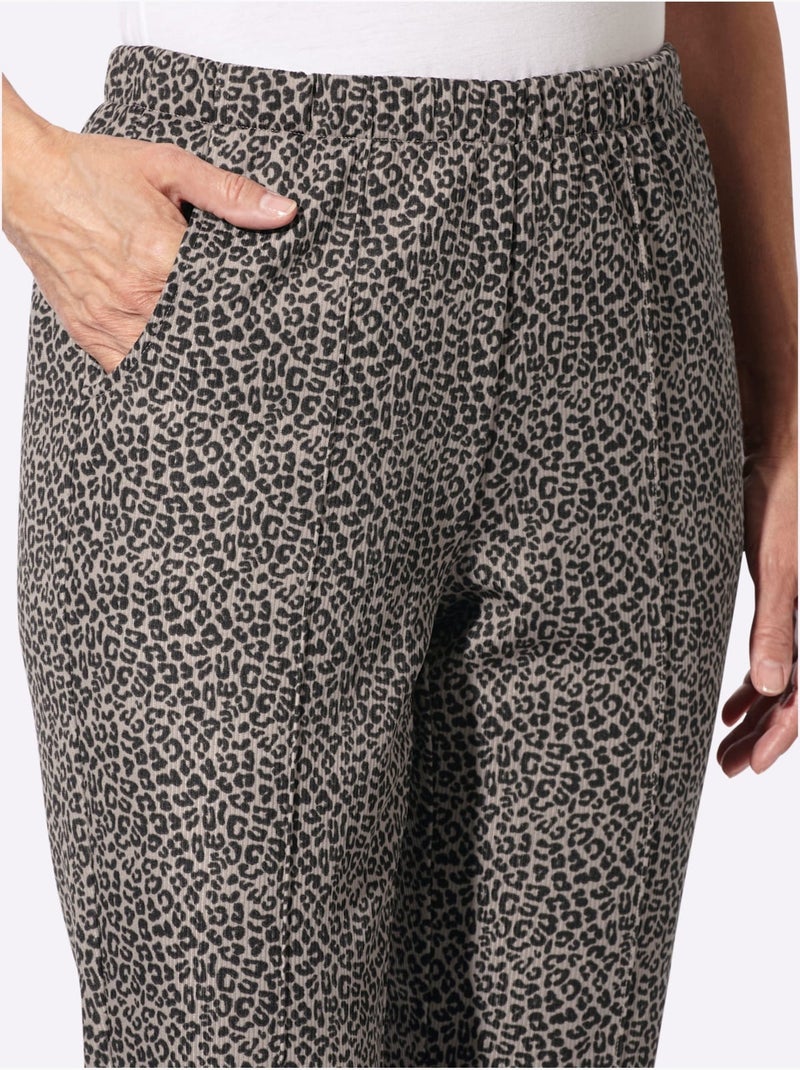 Pantalon En Jersey Qualité Jersey Côtelée Facile à Entretenir - Taille Standard - Witt Gris/Multicolore - Kiabi